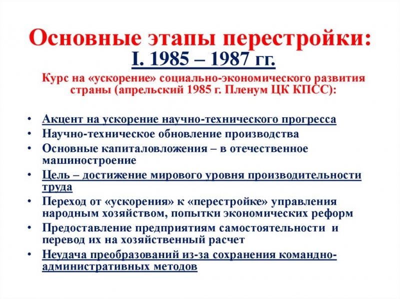 Перестройка в ссср 1985 — 1991 гг