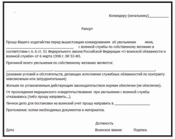 Рапорт на отпуск военнослужащего (образец 2019) — по контракту, на дембельский, как написать